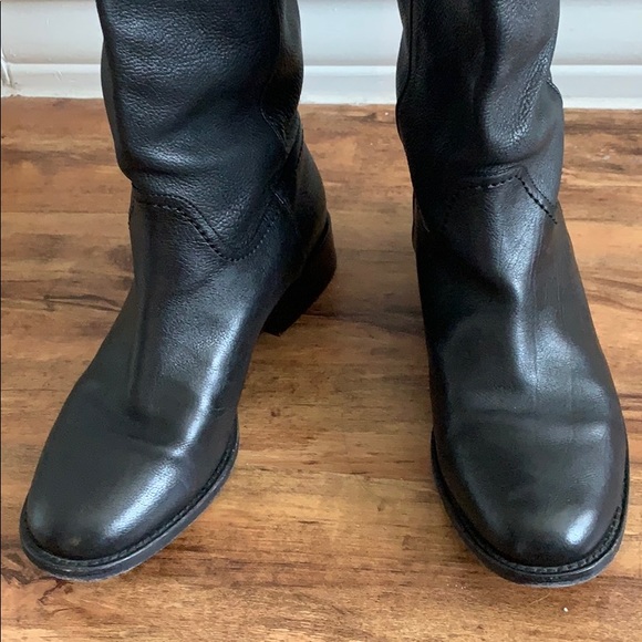Chanel Black Knee High Riding Western Boots Shoes 36.5 - Picture 11 of 16
